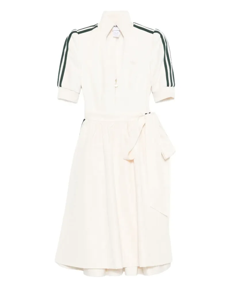 adidas Gestreiftes Midikleid mit Reißverschluss - Weiß Weiß