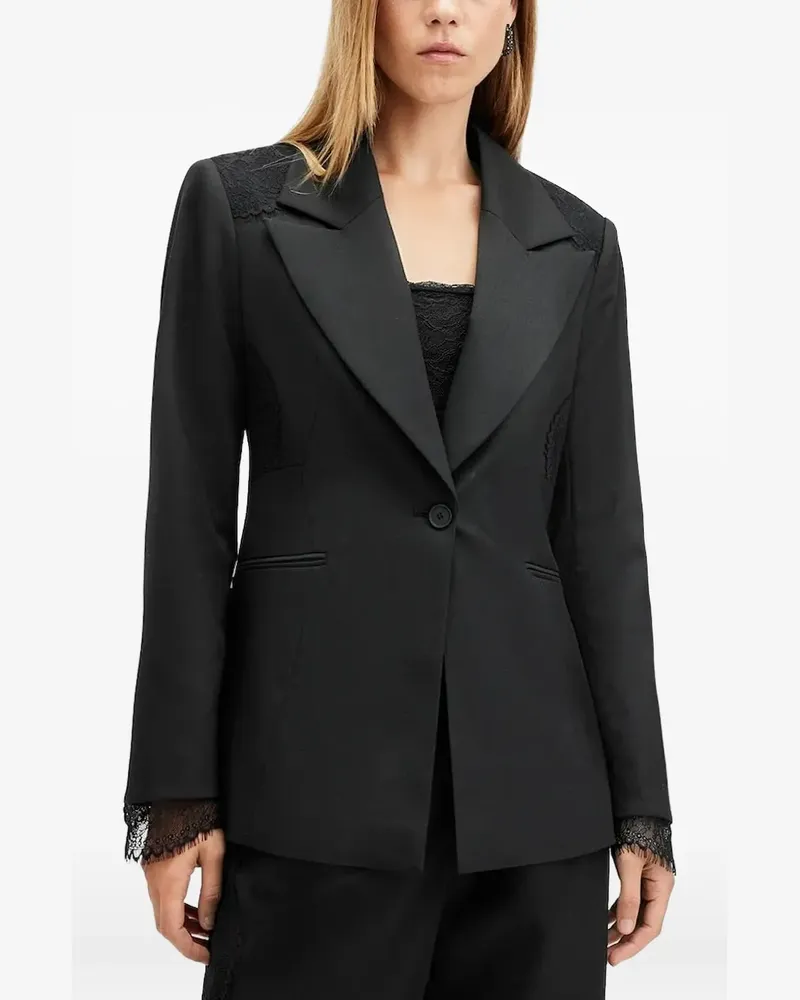 AllSaints Einreihiger Blazer mit Spitzeneinsatz - Schwarz Schwarz
