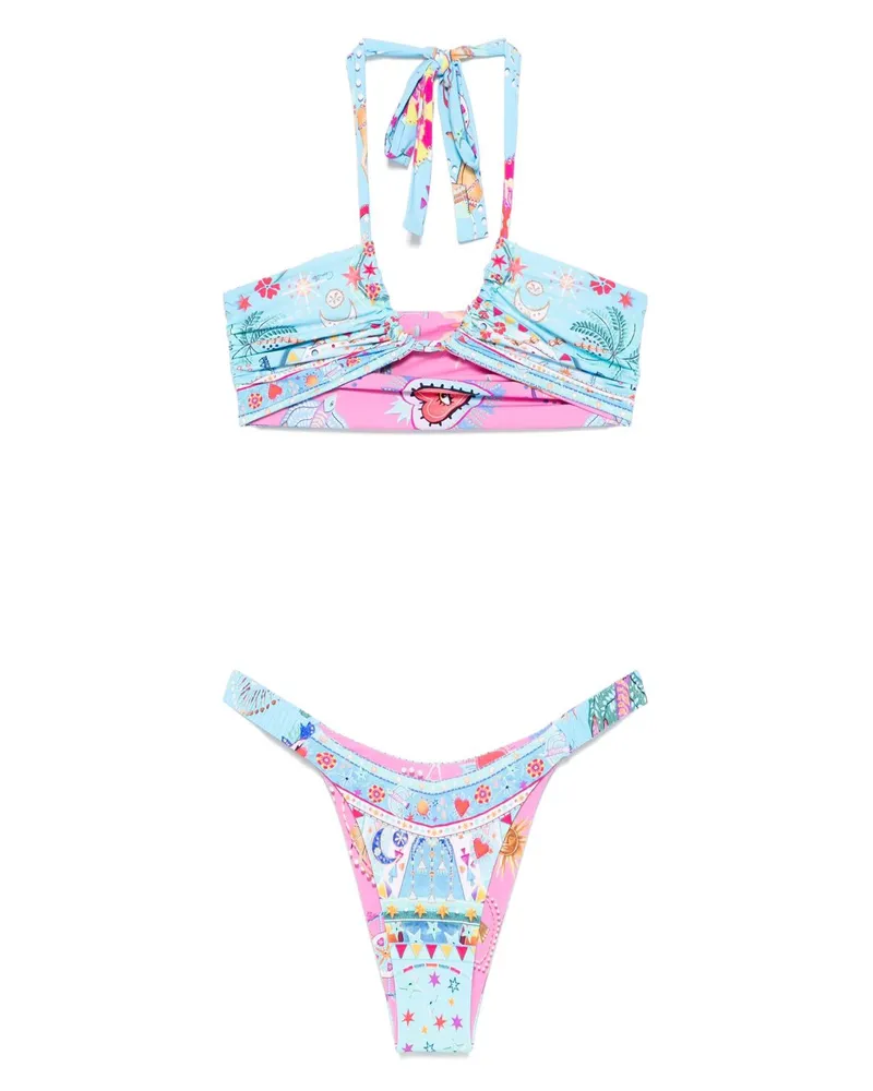 Camilla Wendbarer Bikini mit Print - Blau Blau