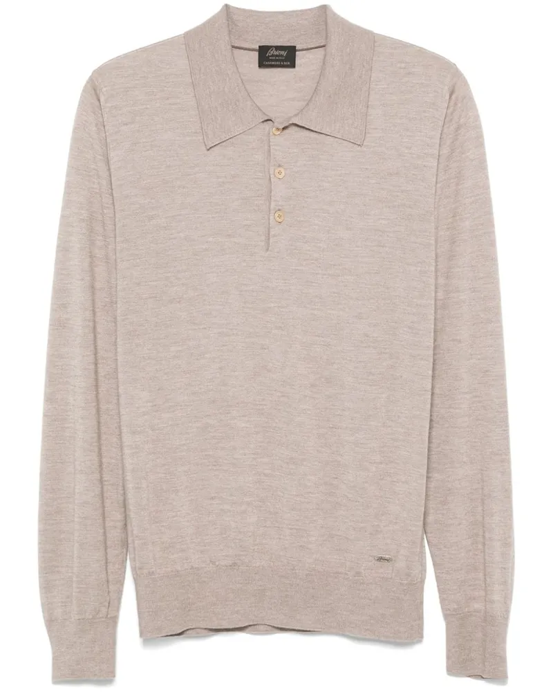 Brioni Fein gestricktes Poloshirt - Nude Nude
