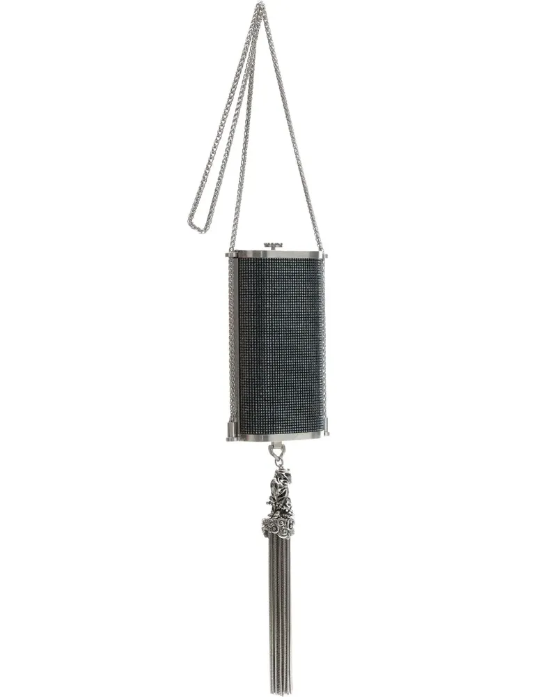 Roberto Cavalli crystal-embellished tassel shoulder bag - Schwarz Schwarz