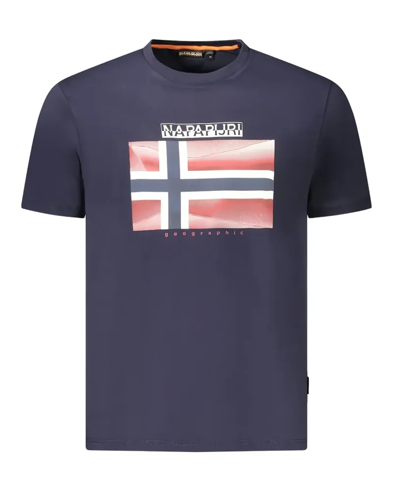 Napapijri logo-print cotton T-shirt - Blau Blau