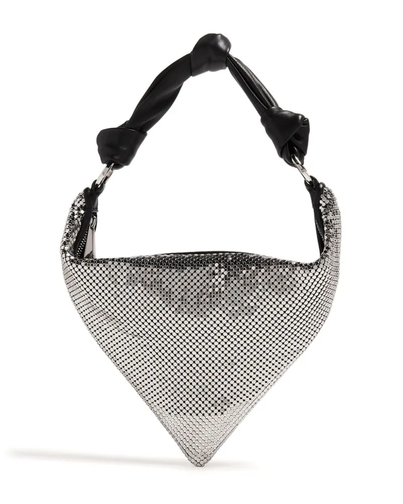 Amina Muaddi Mini Cameron Mesh-Schultertasche - Silber Silber