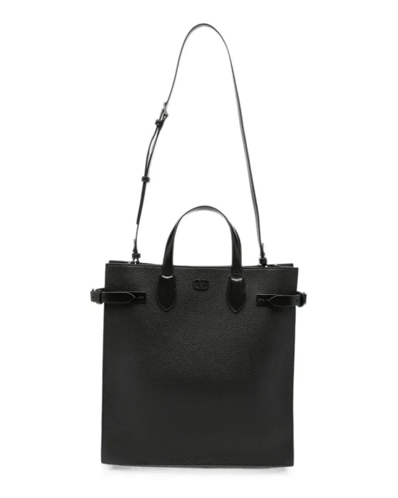 Valentino Garavani Mittelgroßer Antibes Tote Bag aus gekörntem Leder - Schwarz Schwarz