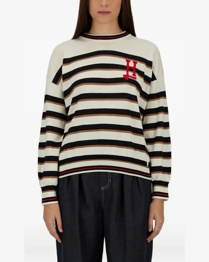 Herno Gestreifter Pullover - Weiß Weiß