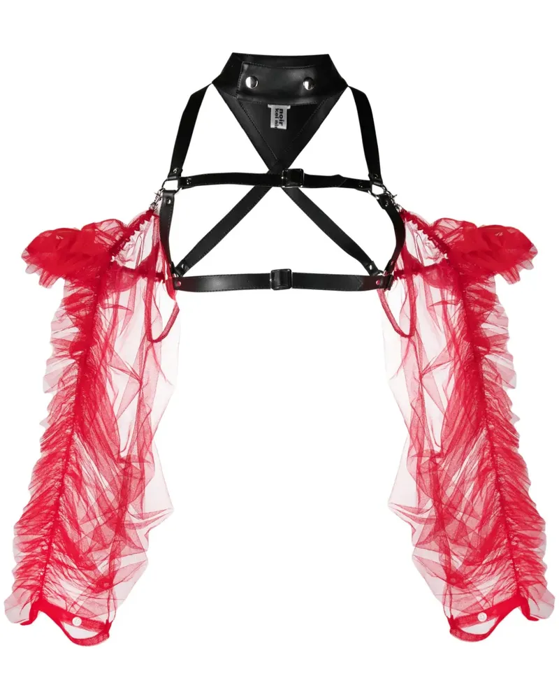 Noir Kei Ninomiya Harness-Top mit Tüllärmeln - Rot Rot