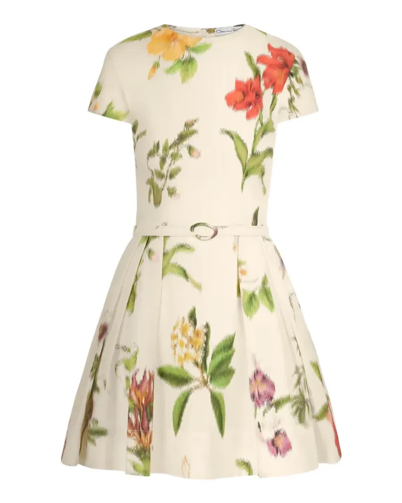 Oscar de la Renta chiné Dominican mixed-floral cotton poplin dress - Nude Nude