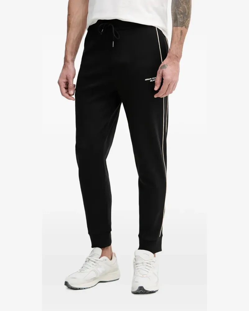 Armani Exchange logo-print piped track pants - Schwarz Schwarz