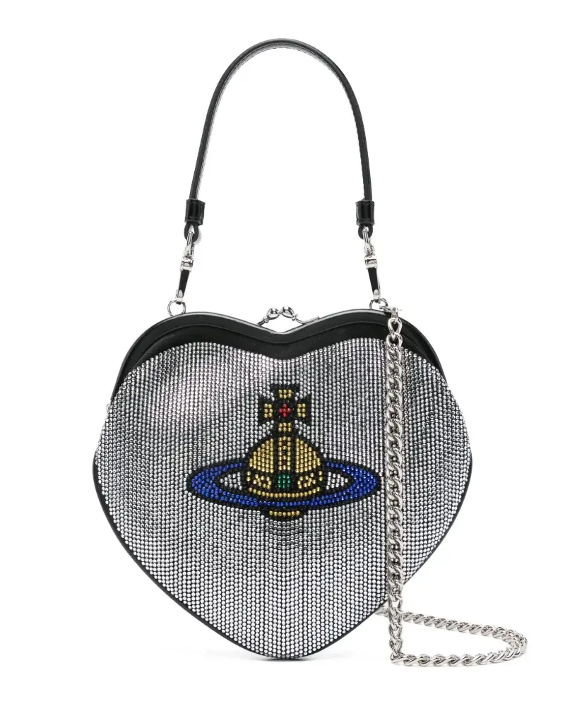 Vivienne Westwood Kristallverzierte Clutch in Herzform - Silber Silber