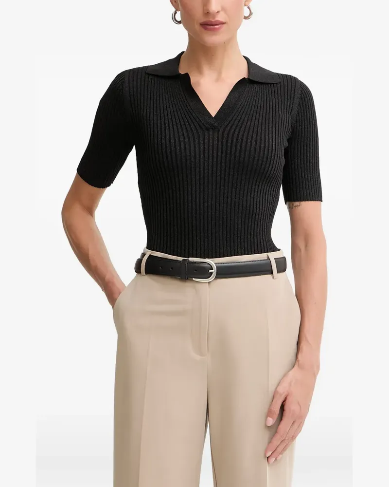 Fracomina ribbed-knit short-sleeve top - Schwarz Schwarz