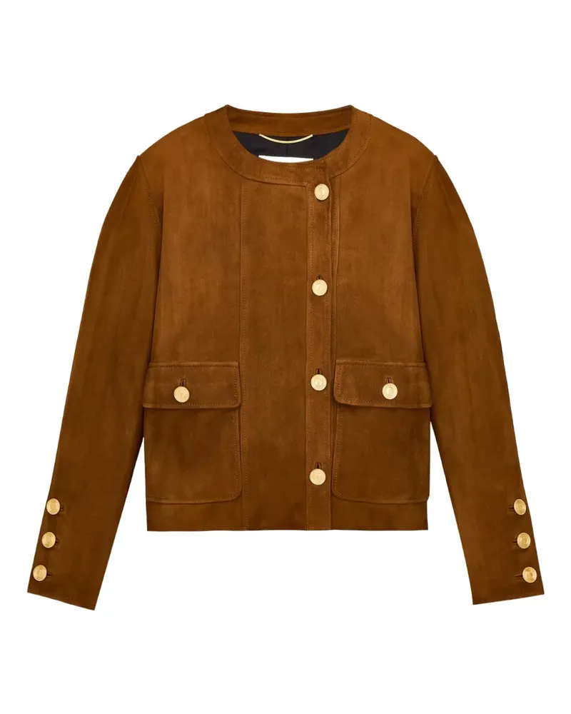 Saint Laurent short jacket in suede lambskin - Braun Braun