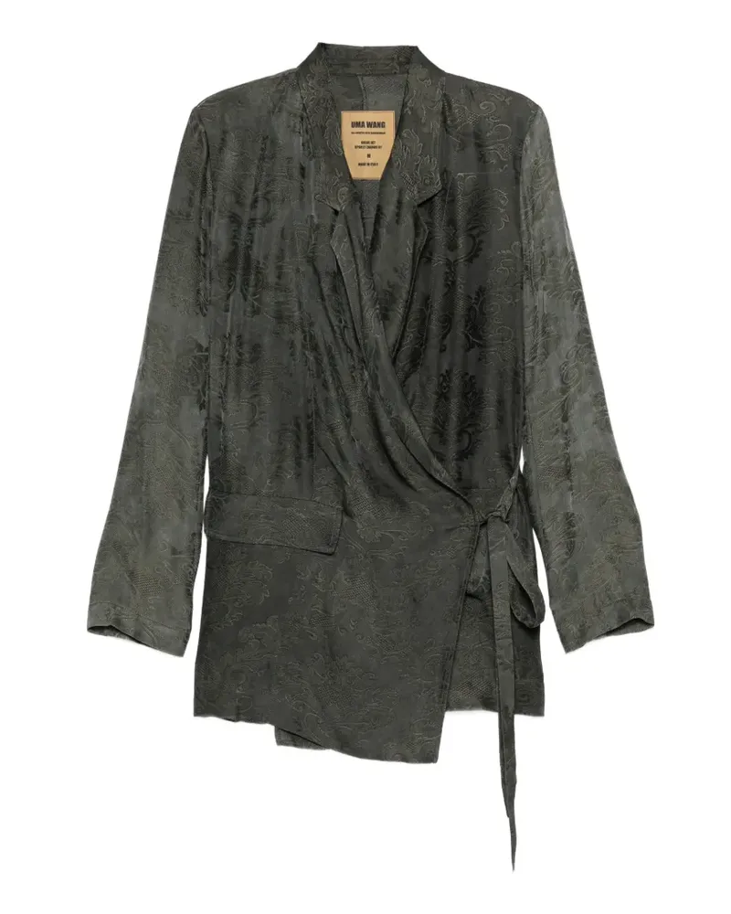 Uma Wang Gewickelte Jacke mit Damastmuster - Grün Grün