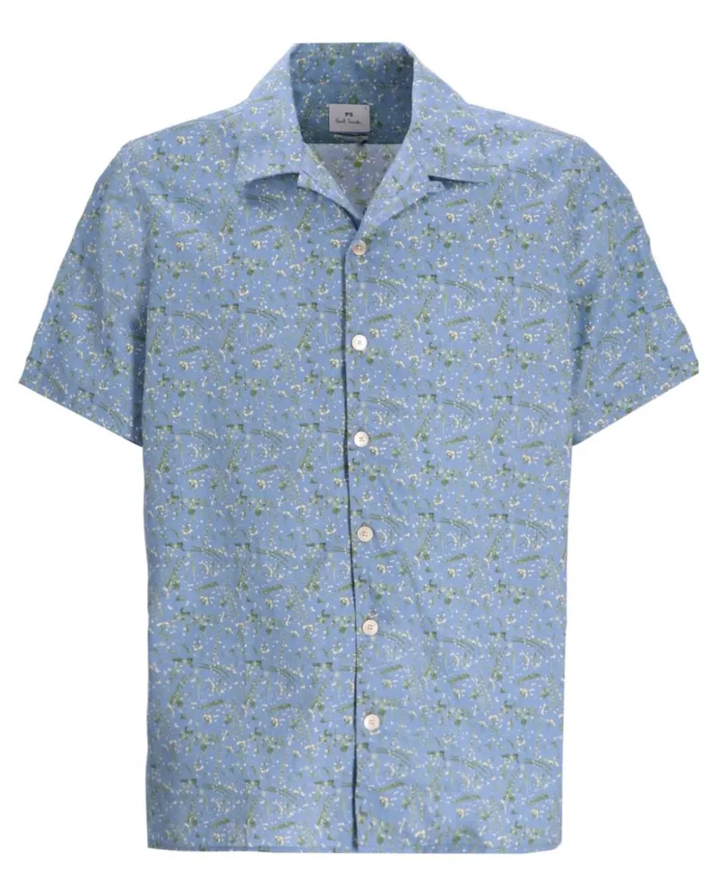 Paul Smith Hemd mit Blumen-Print - Blau Blau