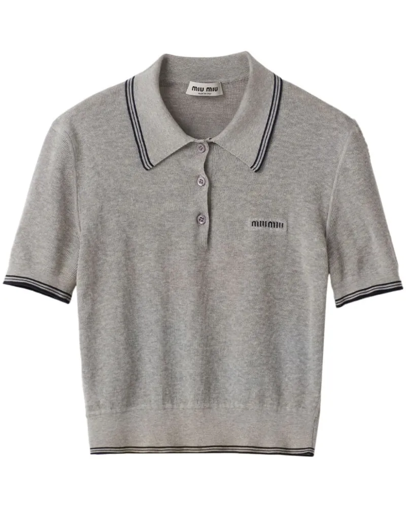 Miu Miu Poloshirt mit Streifen - Grau Grau
