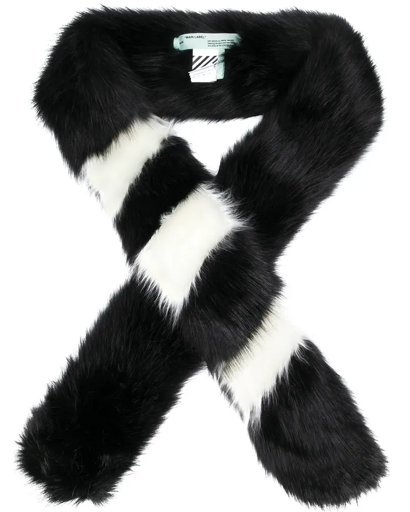 OFF-WHITE Schal mit Kunstpelzbesatz - Schwarz Schwarz