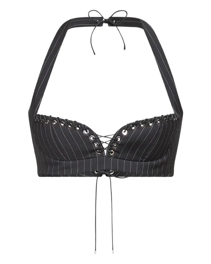 Ludovic de Saint Sernin Robin Schnürtop mit Nadelstreifen - Grau Grau