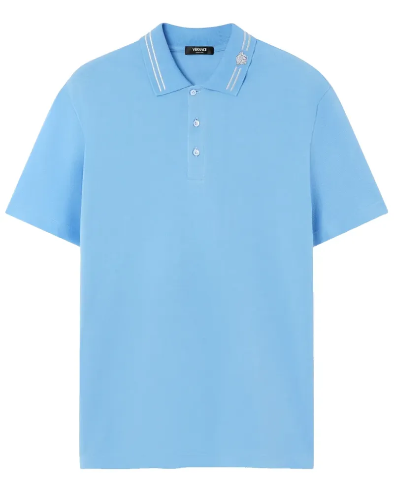 Versace Poloshirt mit Medusa-Stickerei - Blau Blau