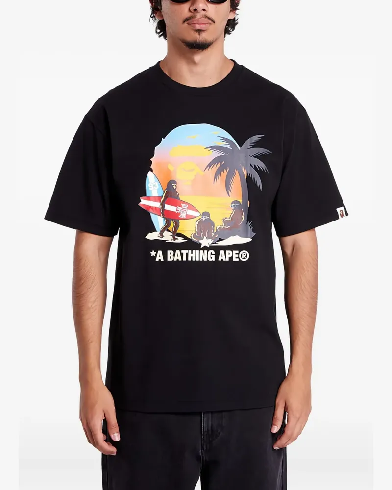 BAPE beach-print T-shirt - Schwarz Schwarz