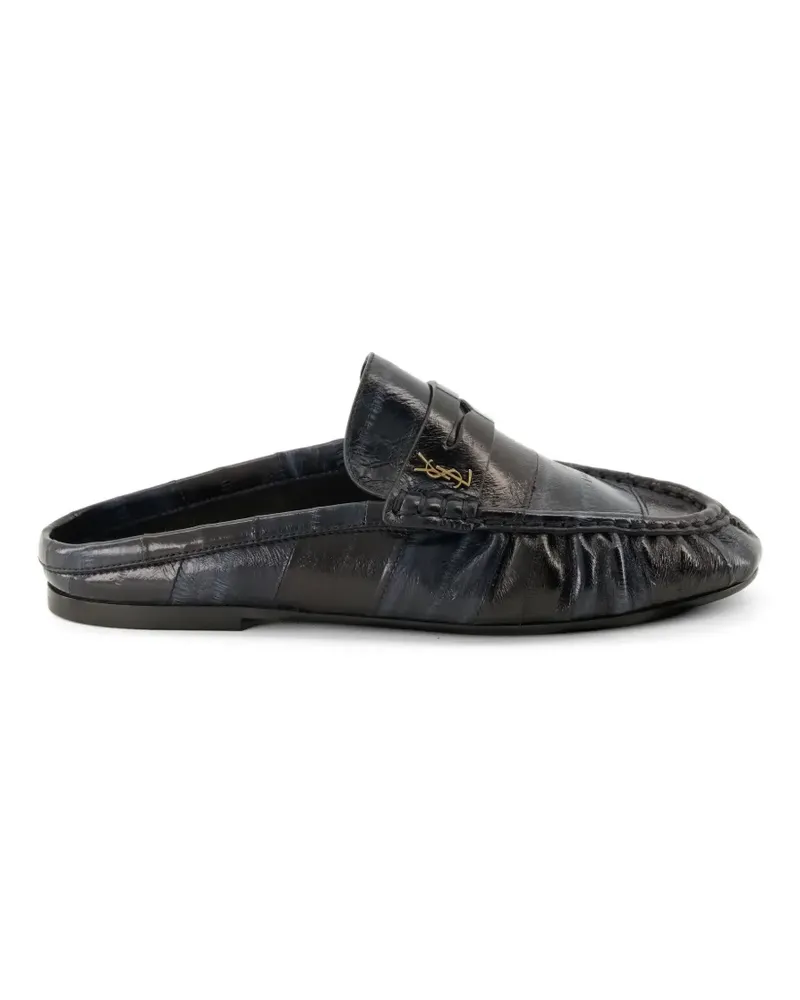 Saint Laurent Cassandre eel-leather mules - Blau Blau