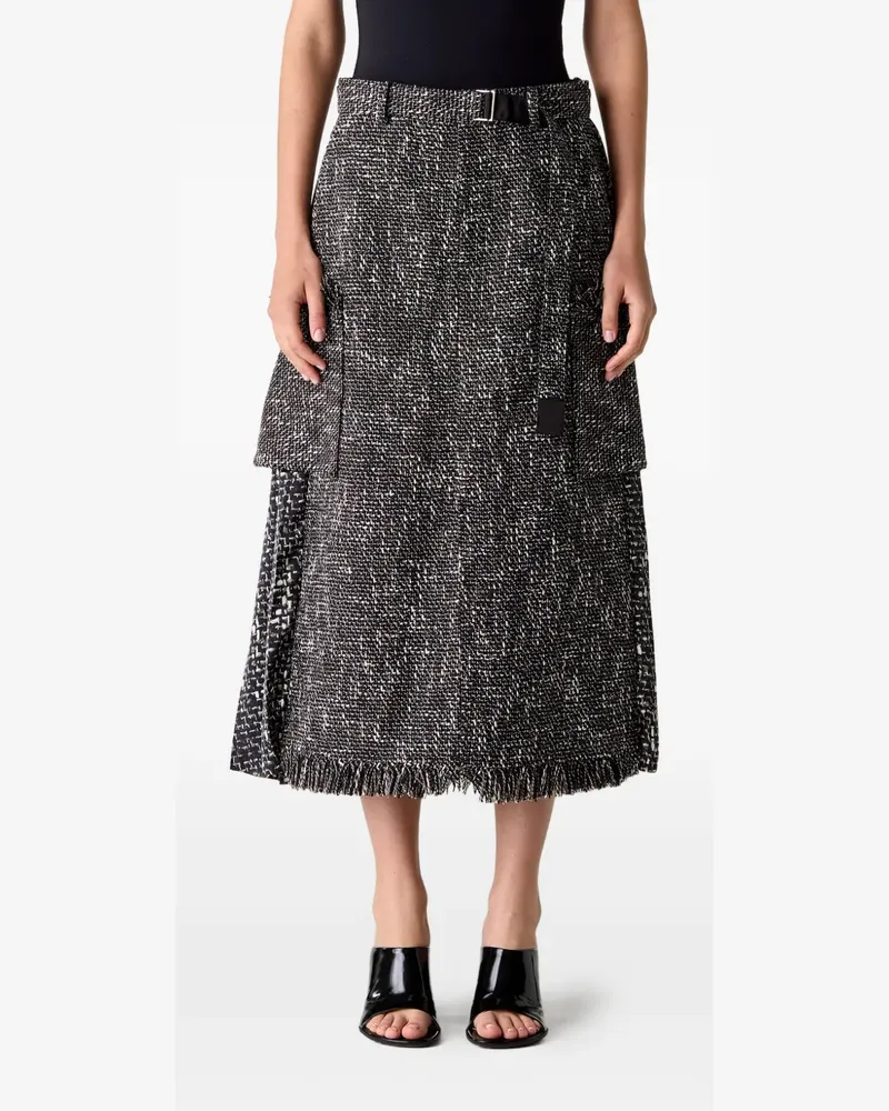 Sacai belted pleated-panel skirt - Schwarz Schwarz