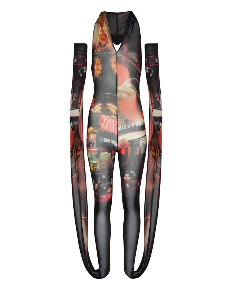 Jean Paul Gaultier Catsuit mit Kapuze - Schwarz Schwarz