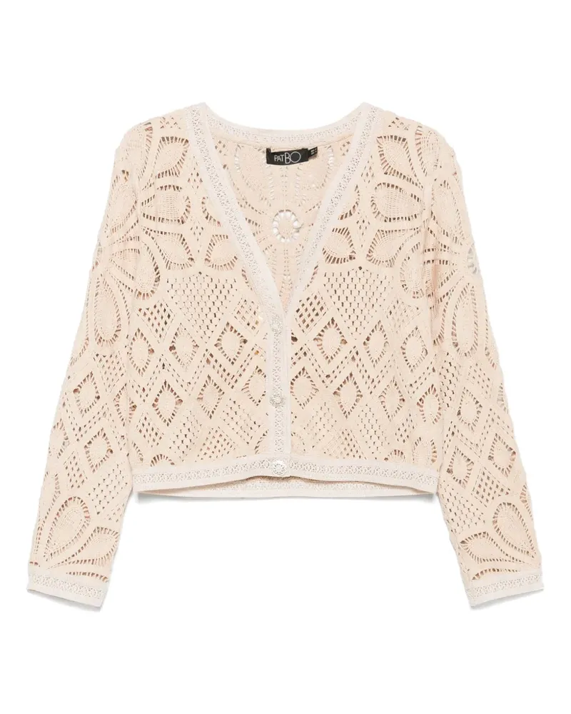 Pat Bo Gehäkelter Cardigan mit Blume - Nude Nude