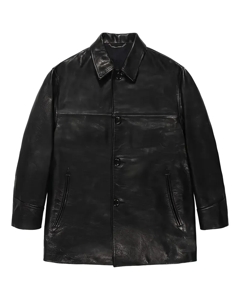 Wacko Maria Lederjacke mit Knopfverschluss - Schwarz Schwarz