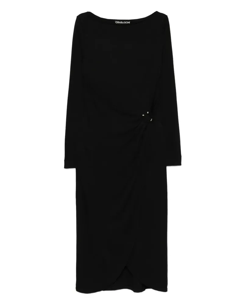 Chiara Boni Gerafftes Midikleid mit Ringdetail - Schwarz Schwarz