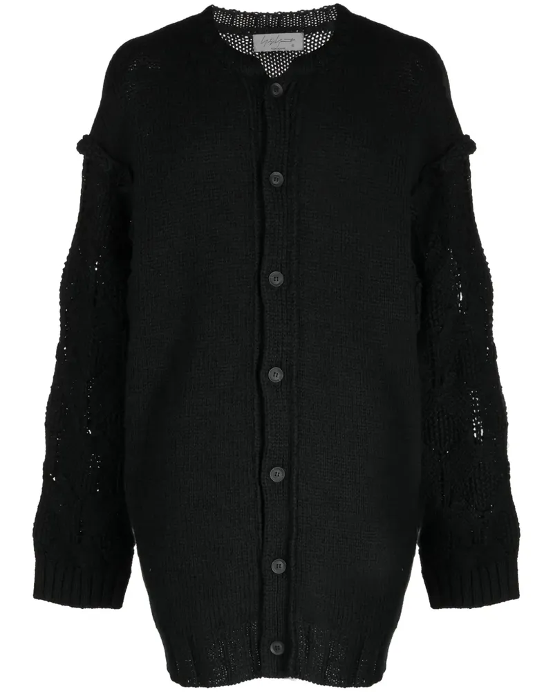 Yohji Yamamoto House Cardigan mit tiefen Schultern - Schwarz Schwarz
