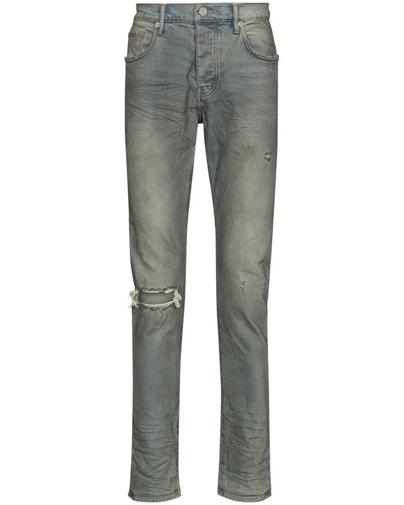 PURPLE BRAND Jeans in Distressed-Optik Blau