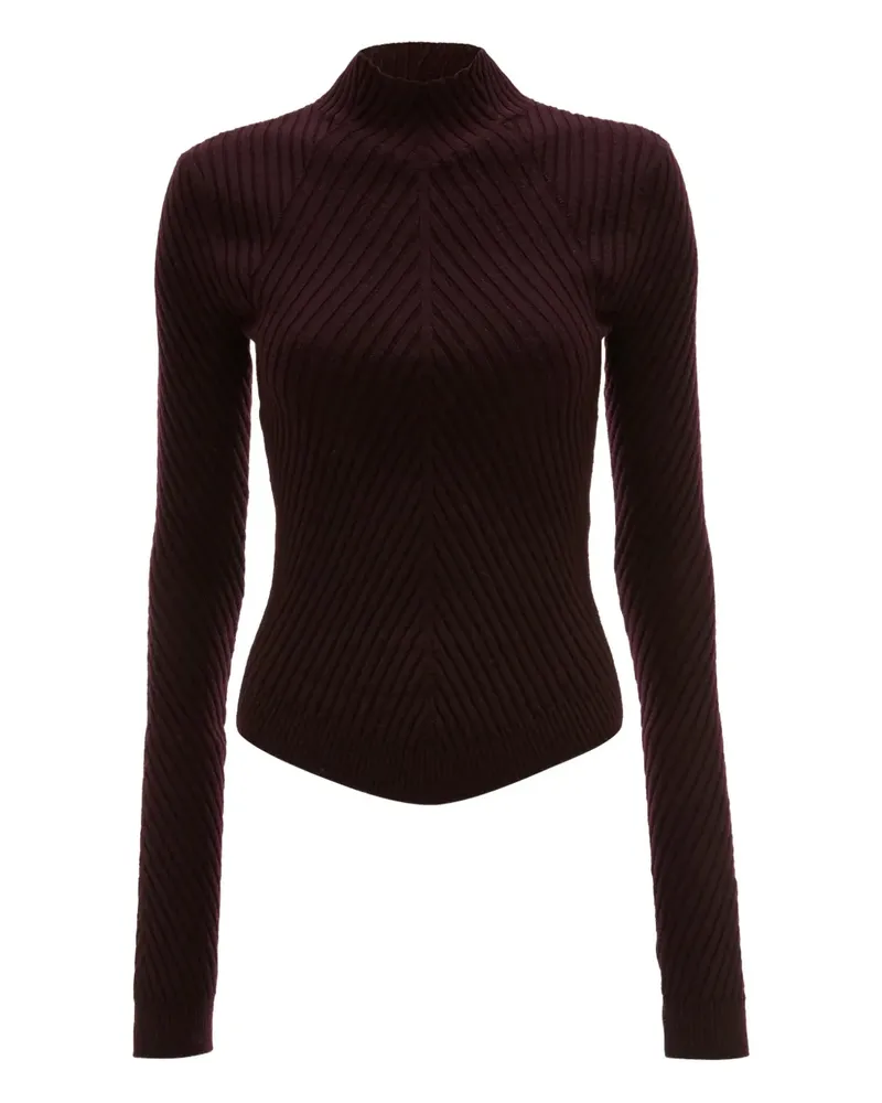 Victoria Beckham Geripptes Poloshirt mit Stehkragen - Rot Rot