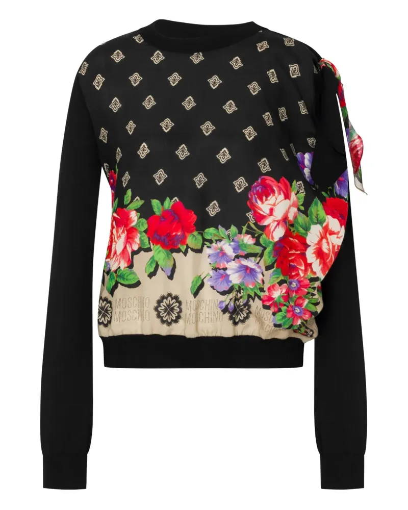 Moschino Blumenmuster-Pullover mit Schleife - Schwarz Schwarz