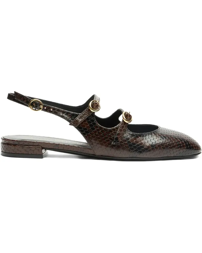 Stuart Weitzman Slingback-Pumps mit Schlangenleder-Effekt - Braun Braun