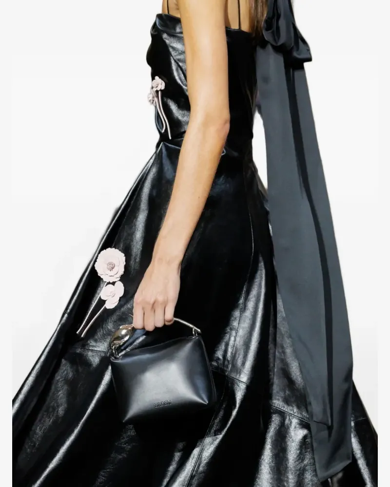 Erdem mini Bloom flower-handle tote bag - Schwarz Schwarz