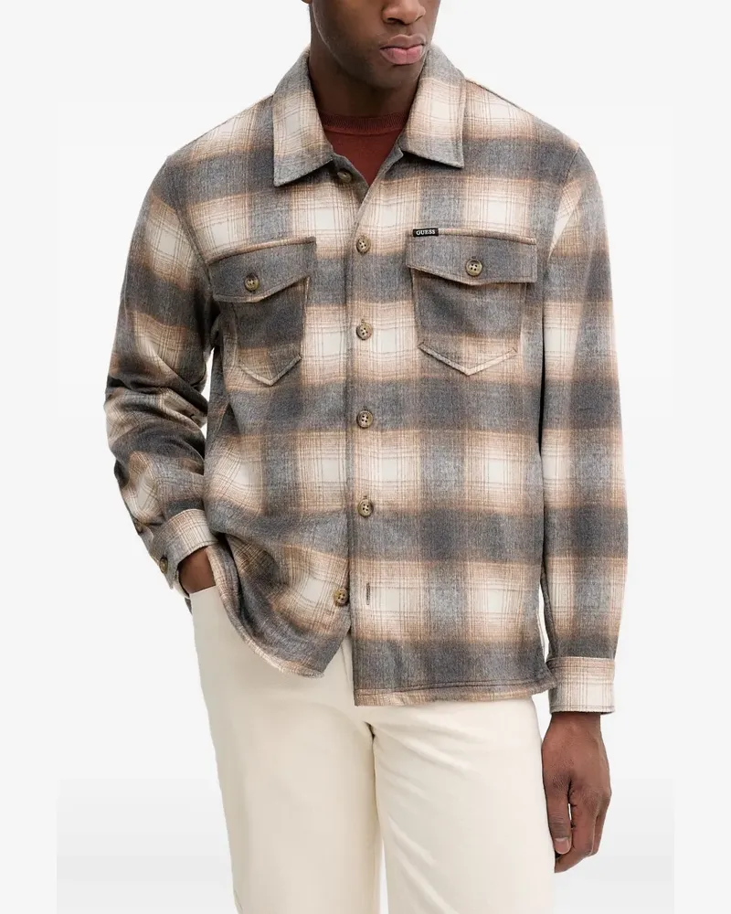 Guess Kariertes Hemd mit Brusttasche - Grau Grau