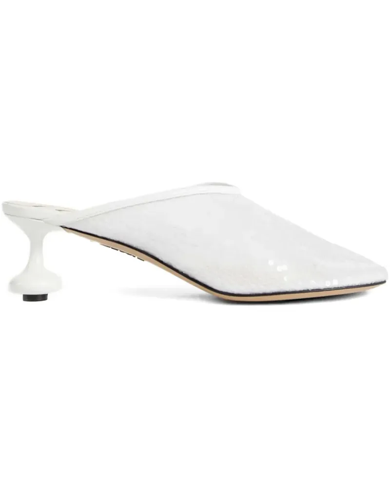 Loewe Pailletten-Mules mit Design-Absatz 450mm - Weiß Weiß