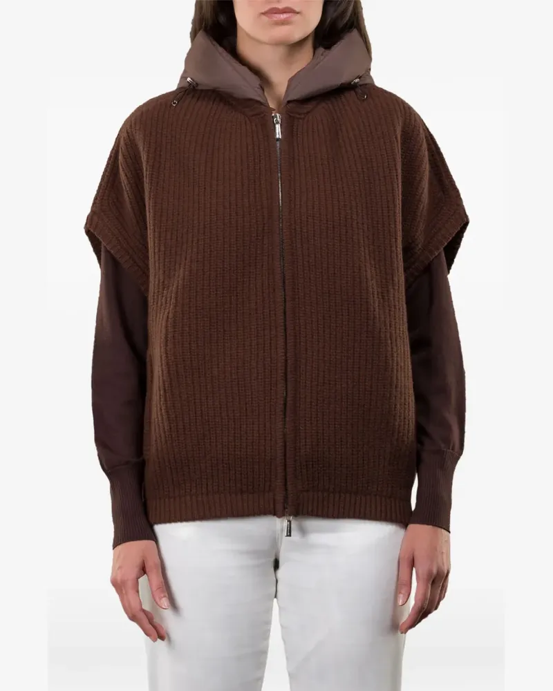MOORER Amida hooded-zip cape - Braun Braun