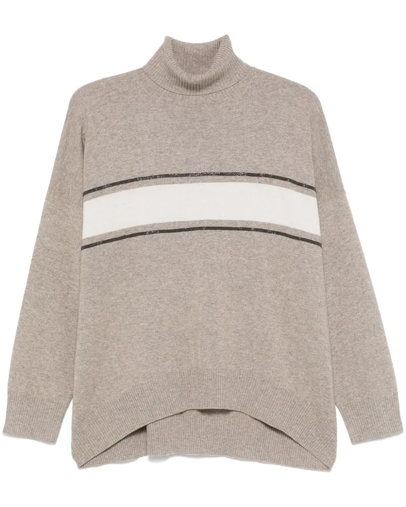 Brunello Cucinelli Pullover mit Streifendetail - Grau Grau