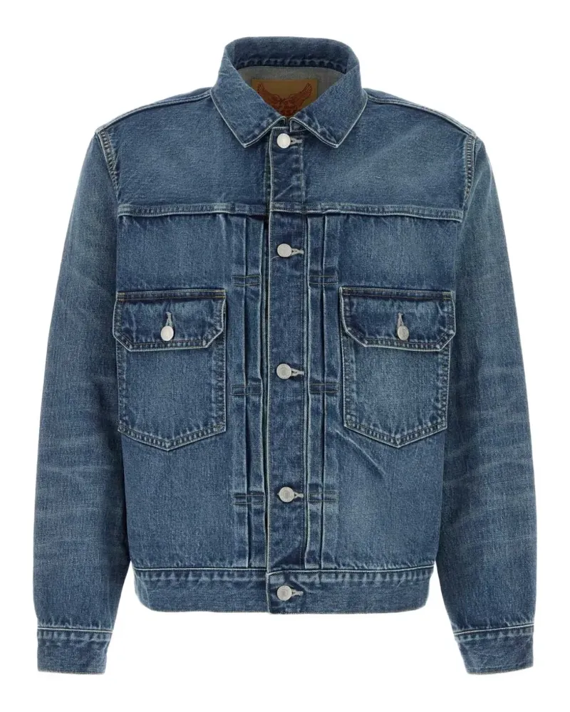 Yohji Yamamoto pleated-detail denim jacket - Blau Blau