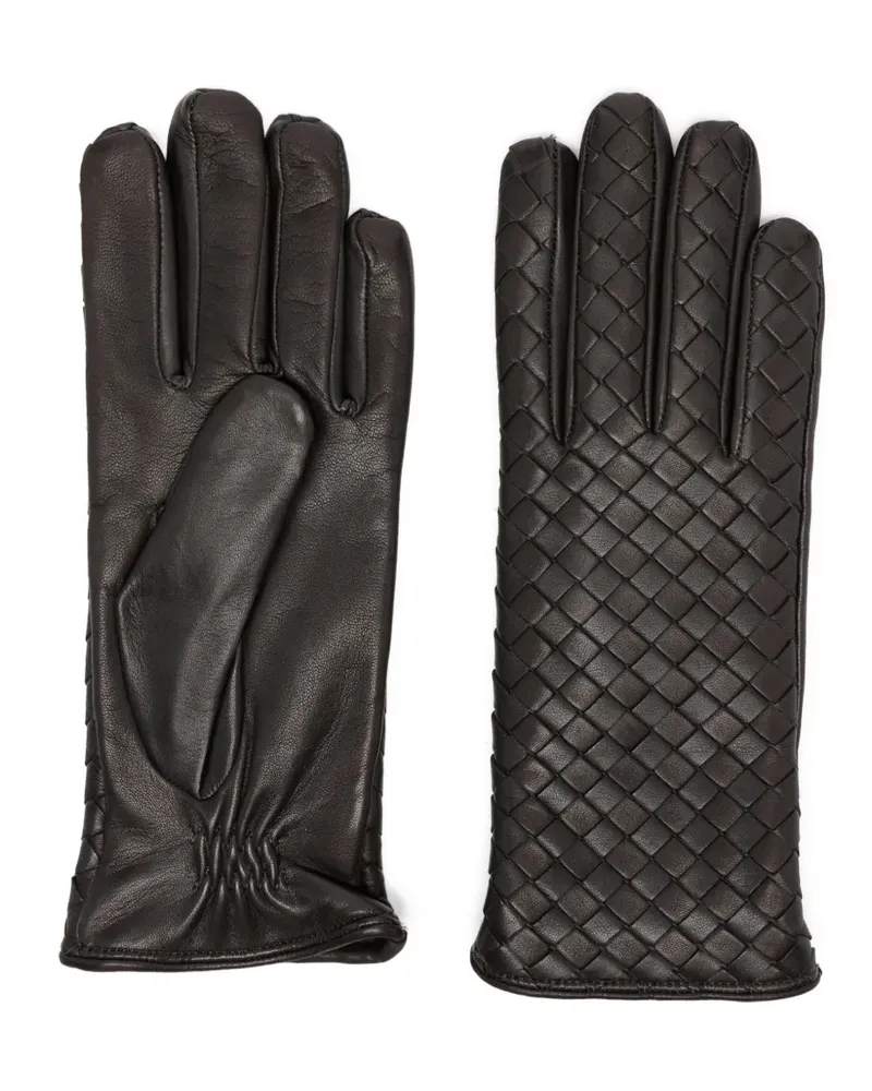 Manokhi Gewebte Handschuhe aus Leder - Braun Braun