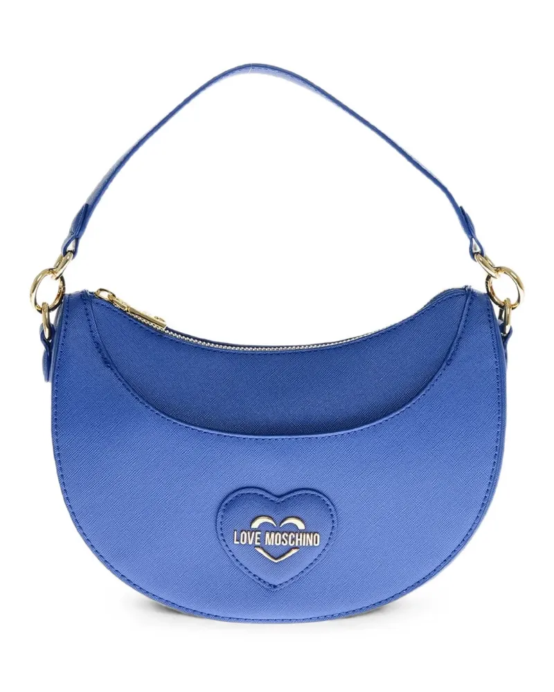 Moschino Saffiano-effect heart-patch small shoulder bag - Blau Blau