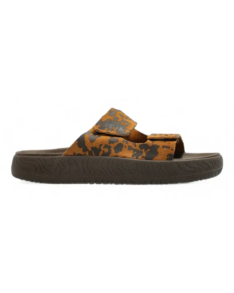VEJA Flache Etna Wildledersandalen mit Leopardenprint - Braun Braun