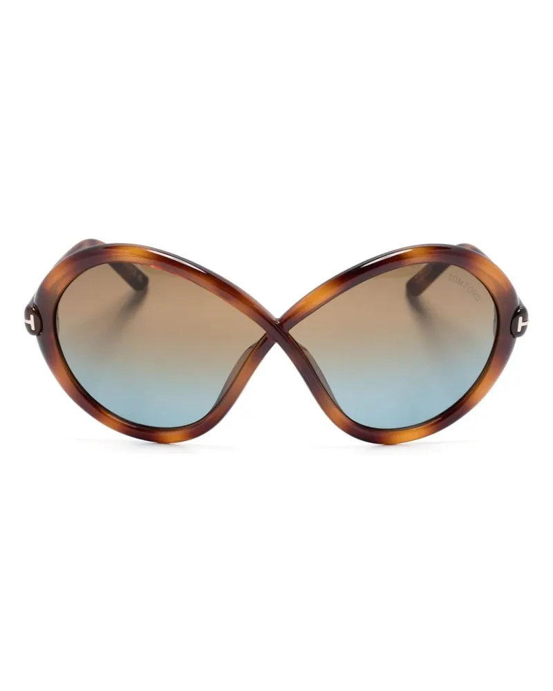 Tom Ford Butterfly-Sonnenbrille in Schildpattoptik - Braun Braun