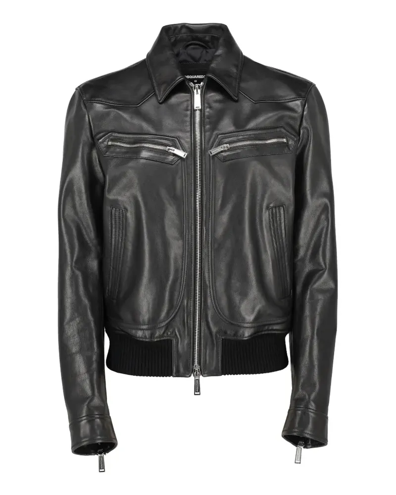 Dsquared2 zip-up leather jacket - Schwarz Schwarz