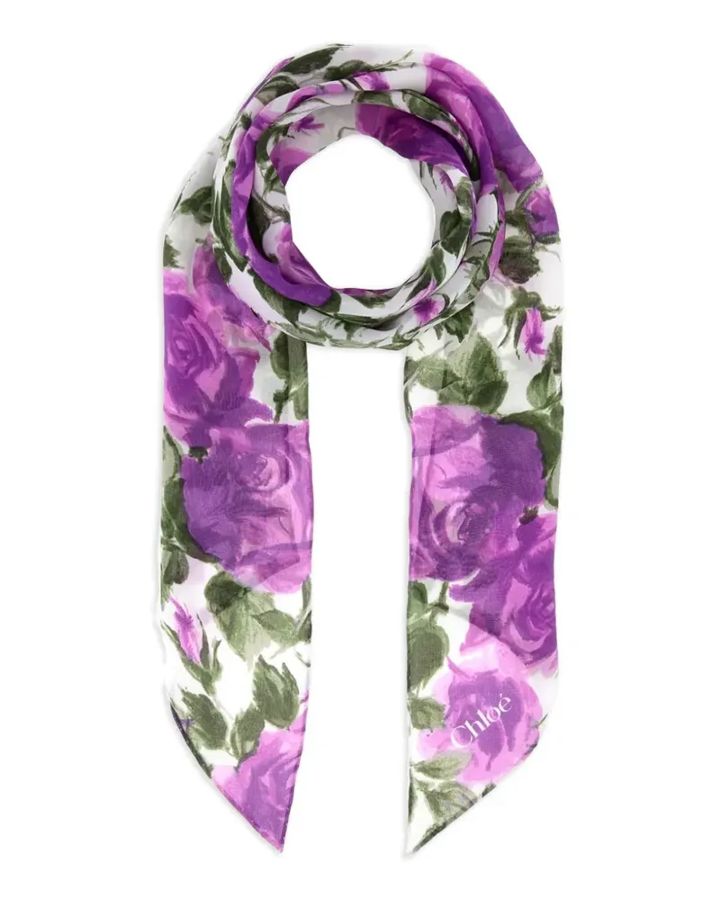 Chloé floral-print georgette scarf - Violett Violett