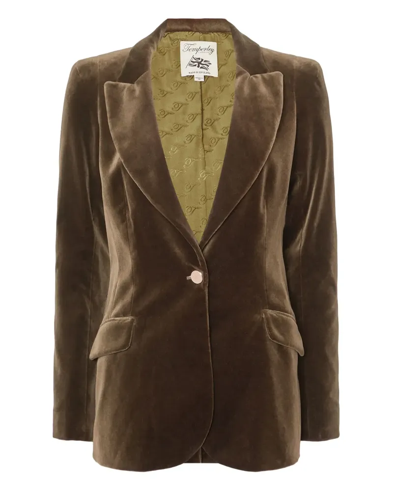 Temperley London Samtjacke mit einem Knopf - Grün Grün