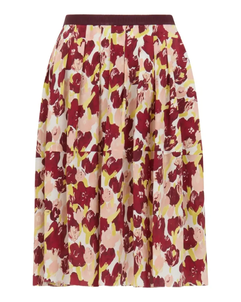 Marni pleated floral silk skirt - Rot Rot