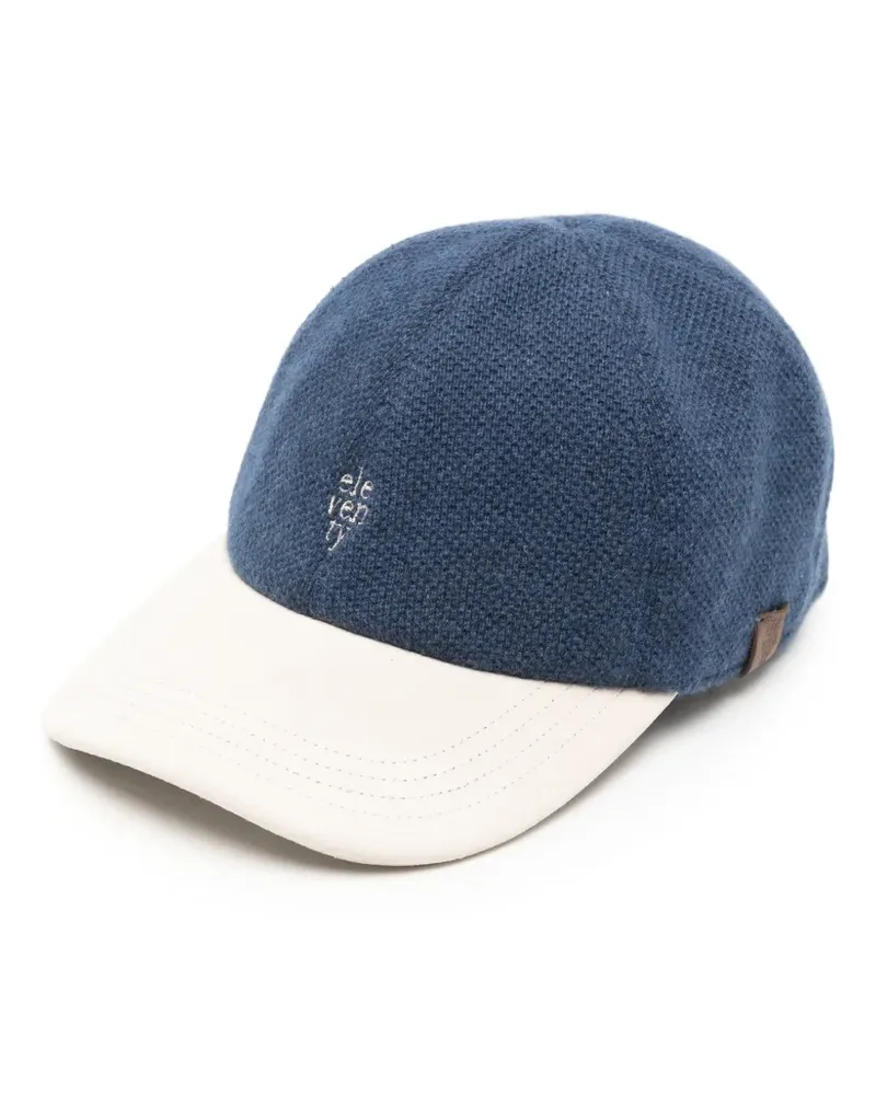 Eleventy Baseballkappe aus Kaschmir mit Logo - Blau Blau