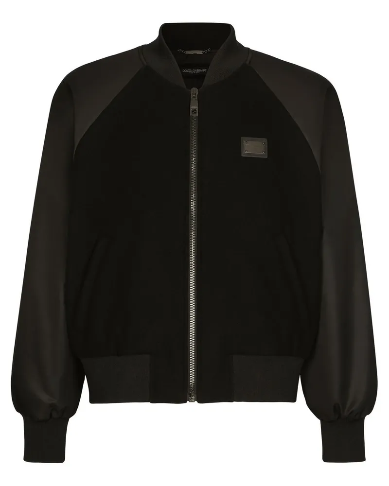 Dolce & Gabbana Bomberjacke mit Logo-Schild - Schwarz Schwarz