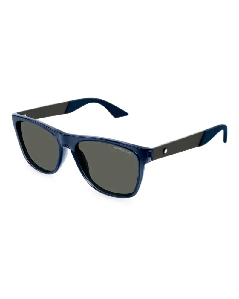 Montblanc Sonnenbrille mit eckigem Gestell - Blau Blau